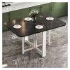 Folding Dining Table with Modern, Foldable Multipurpose Dining Table, Table Drop Leaf Dining Table with Legs, Solid Wooden Foldable Kitchen Table, Space Saving, for Dining Room Kitchen Living Room (C view 1