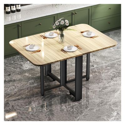 Folding Dining Table with Modern, Foldable Multipurpose Dining Table, Table Drop Leaf Dining Table with Legs, Solid Wooden Foldable Kitchen Table, Space Saving, for Dining Room Kitchen Living Room (C
