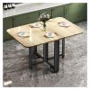 Folding Dining Table with Modern, Foldable Multipurpose Dining Table, Table Drop Leaf Dining Table with Legs, Solid Wooden Foldable Kitchen Table, Space Saving, for Dining Room Kitchen Living Room (C view 1