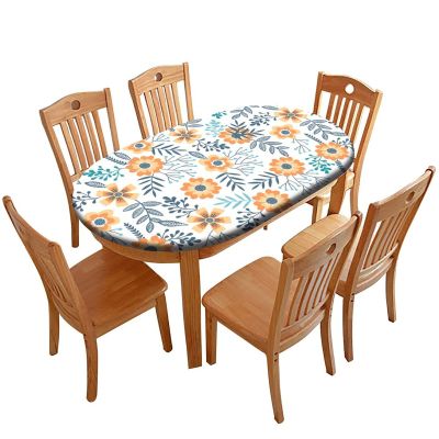 AngelSept Fitted Oval Elastic Edge Tablecloth, Colorful Floral Pattern Washable Spill Proof Table Cloth, for Outdoor Picnic Camping and Indoor Kitchen Dining Party, Fits for 48" x 80" Oval Table