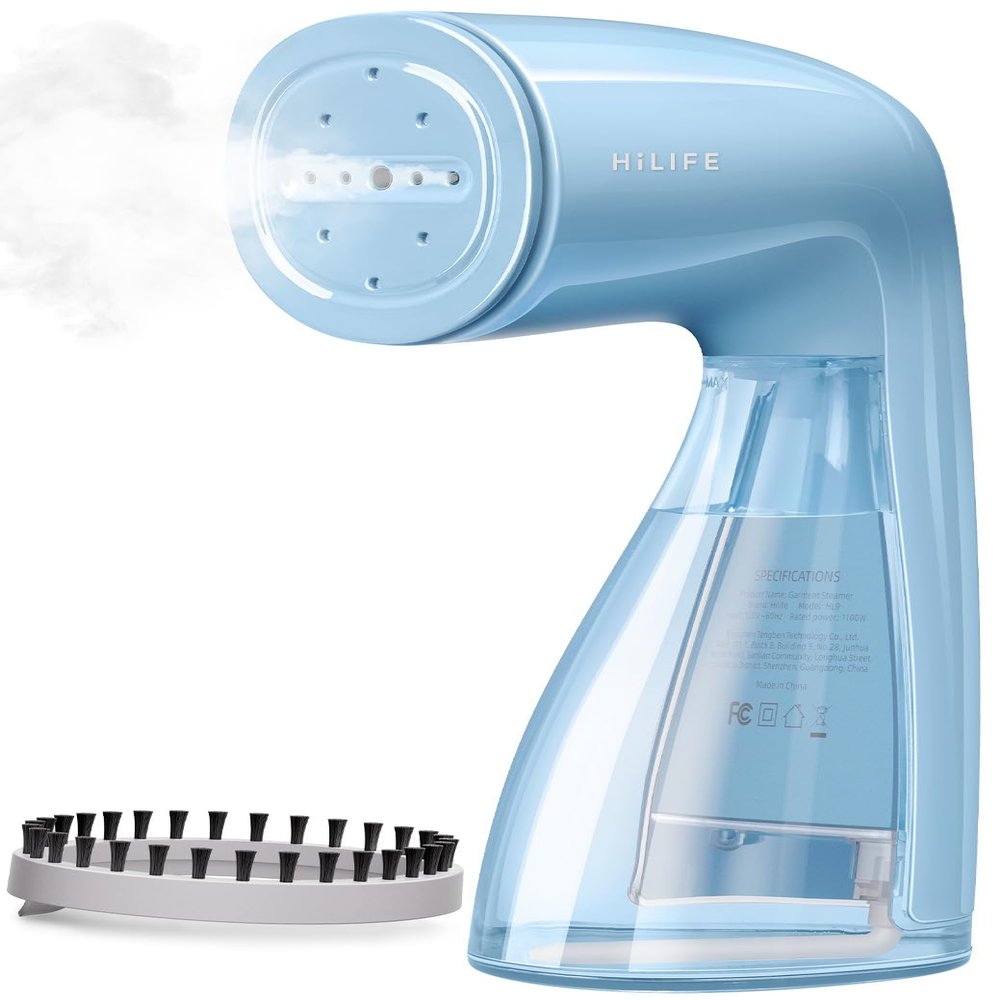HiLIFE Steamer for Clothes, 1100W Clothes Steamer, Fast Wrinkle Removal with Large 300ml Tank, Ideal for All Fabrics, Easy to Use, Compact and Portable Travel Garment Steamer