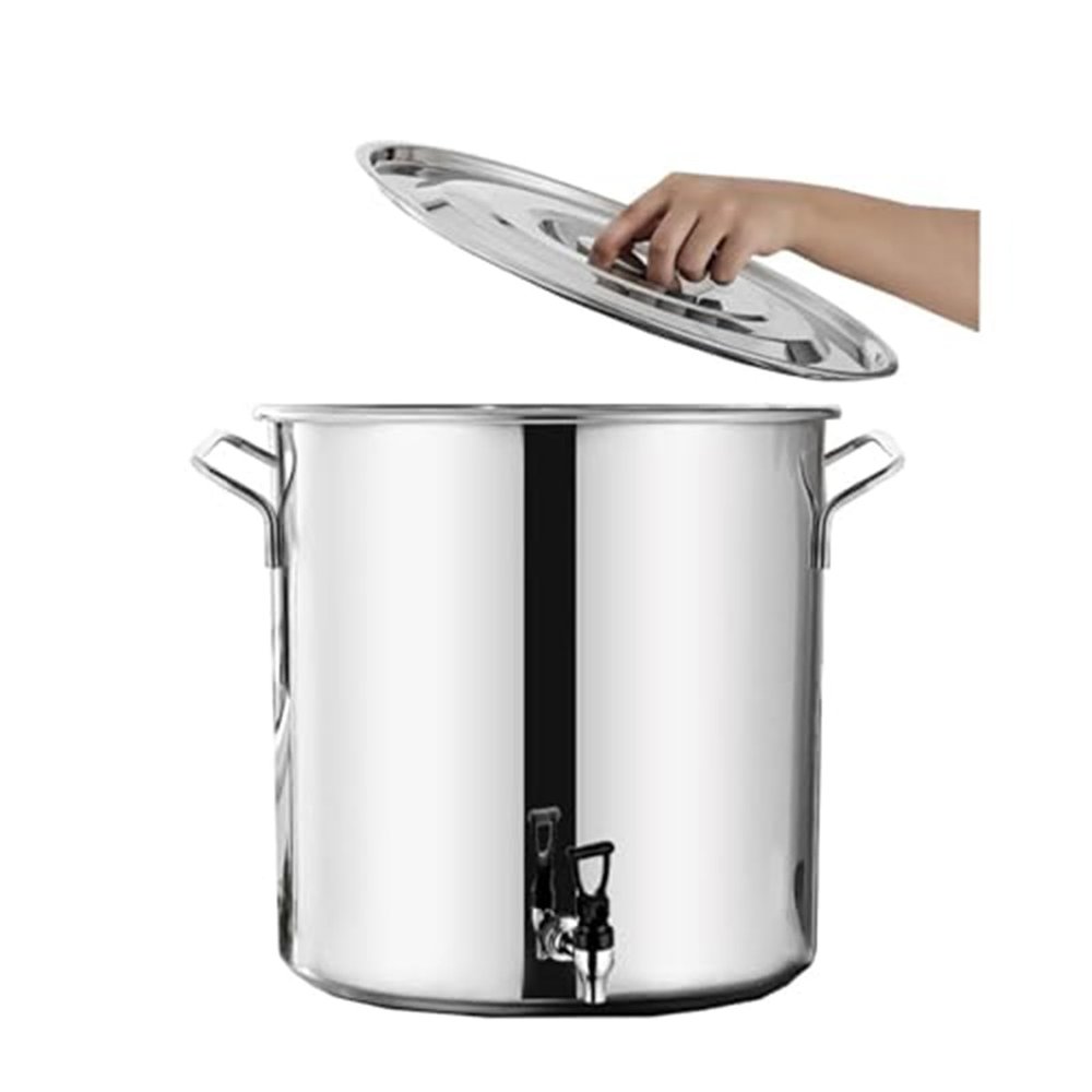 Stock Pot With Spigot - Stainless Steel Stock Pot, Round Stock Pot With Soft-Touch Handles, Stainless Steel Soup Stockpot Composite Bottom 5-65L Wine Bucket,Thicken Milk Can With Tap Stock Pot ( Size