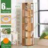 6-Tier Rotating Bookshelf, 360 Display Floor Standing Bookcase Storage Rack, Corner Bookshelf for Small Space, Open Design Shelving for Living Room Study Room Office,Light Wood view 2