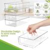 ZIZOTI Snack Organizer for Pantry Shelf, 4 Pack Clear Plastic Pantry Storage Bins with 3 Dividers for Snacks, Spices, Chips Food Organizer, Stackable Pantry Organizers for Kitchen, Fridge, Cabinet view 3