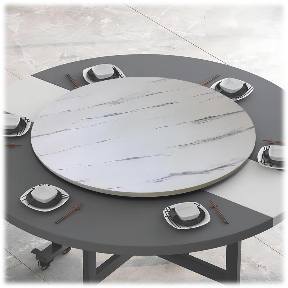 Lazy Susan Turntable Round Dining Table Tray Round Tabletop Lazy Susan Rotating Turntable, 20" 24" 28" 32" 36" 39" Large Wooden Rotating Tray, 360 Rotating Silent Smooth Tabletop Serving Tray, With S