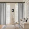 LANTIME Light Grey Blackout Drapes 84 inches Long, Pencil Pleats Faux Linen Textured Window Curtains, 100" W x 84" L view 2