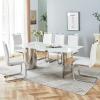 Ebullient 71" Modern Dining Table Set for 6&8, Rectangle Kitchen Table Set,Faux Marble Top Dining Table and PU Leather Chairs, for Dining Room and Kitchen view 1