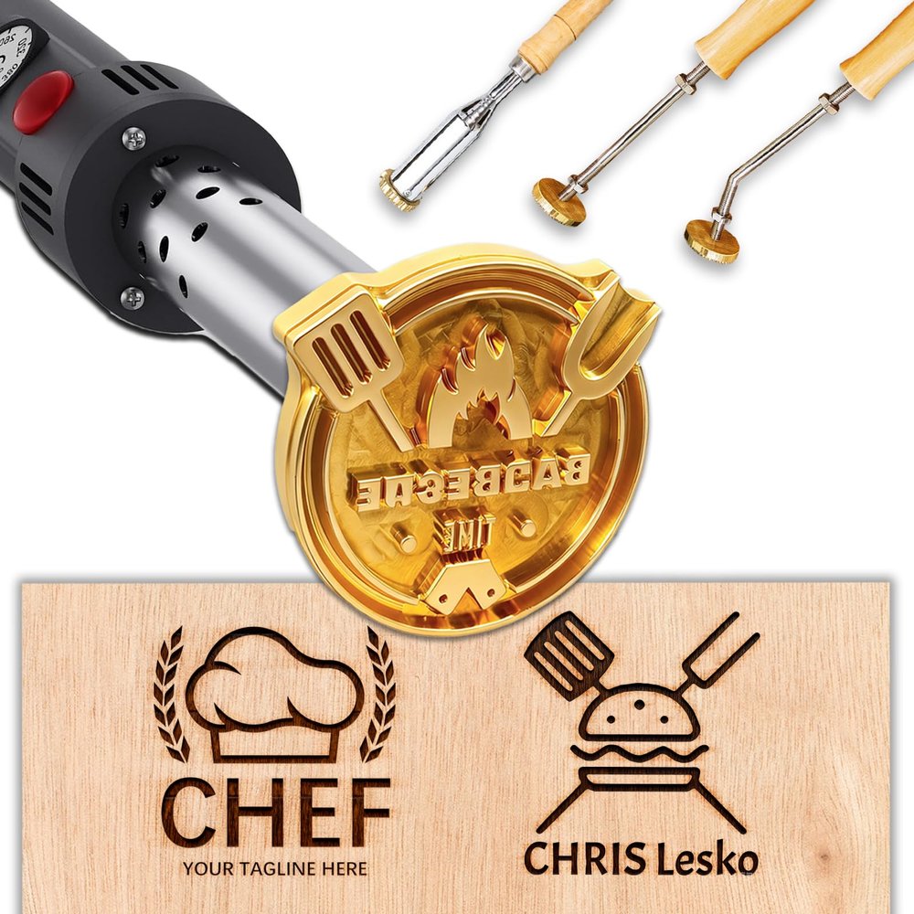 Bliver Custom Branding Iron for Wood Personalized Electric Logo Metal Branding Iron Durable Leather Iron Stamp Wedding Gift Handcrafted by Design for Meat Wood Paper Plastic-3.5"