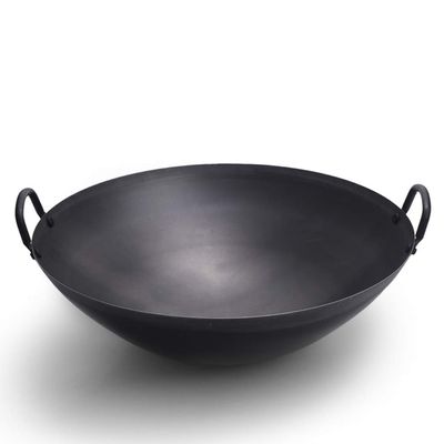 TEMKIN 24 inch Cast Iron Wok High Capacity Cooking Pot with 2 Pot Ear (Size : 36cm)
