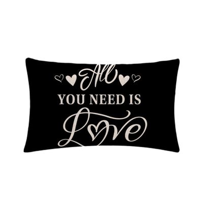 All You Need is Love Pillow Cover Black Farmhouse Decor Inspirational Letters Saying Rectangular/Waist Cushion Cover Housewarming Romantic Gift Anniversary Wedding Holiday Pillowcases 12x20 (Black)