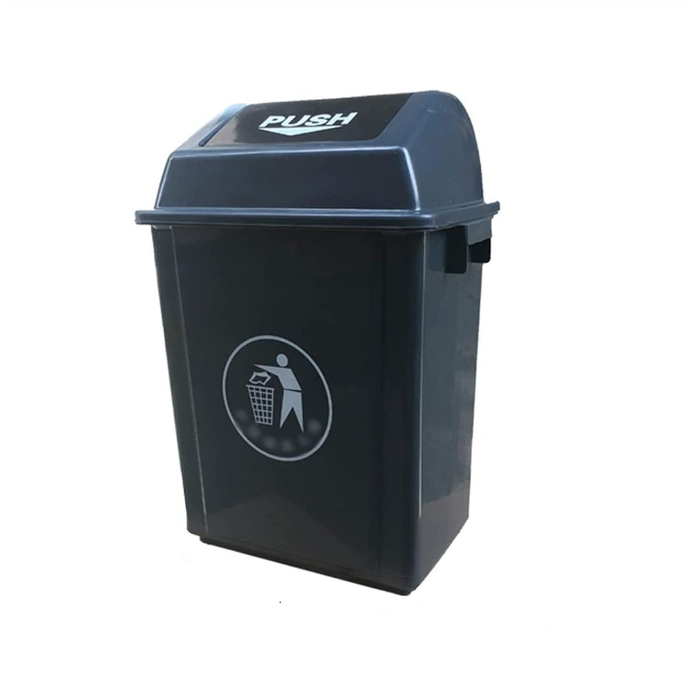 Trash Can,20L Large Plastic Trash Can,Outdoor Rocking Cover Garbage Can,for Home Outdoor Office Commercial Garbage Bin (Color : Blue) (Gray)