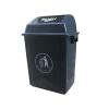 Trash Can,20L Large Plastic Trash Can,Outdoor Rocking Cover Garbage Can,for Home Outdoor Office Commercial Garbage Bin (Color : Blue) (Gray) view 1