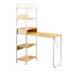 45 Inch Rustic Home Office Desk with 5-Tier Shelves for Storage and Bookshelf, Heavy Duty Multi-Function Foldable Computer Desk Spacious Workstation, Modern Writing Desk Multi-Purpose Study Table view 1