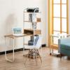 45 Inch Rustic Home Office Desk with 5-Tier Shelves for Storage and Bookshelf, Heavy Duty Multi-Function Foldable Computer Desk Spacious Workstation, Modern Writing Desk Multi-Purpose Study Table view 2