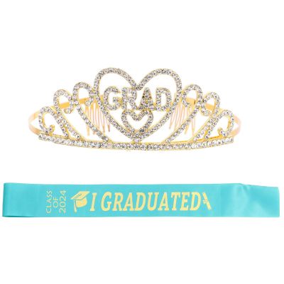 ABOOFAN 1set Graduation Party Sash Rhinestone Crown Set Sash Kit for Student Celebrations Graduation Events