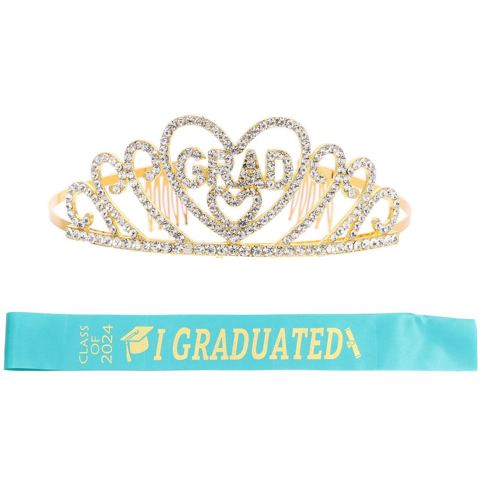 ABOOFAN 1set Graduation Party Sash Rhinestone Crown Set Sash Kit for Student Celebrations Graduation Events