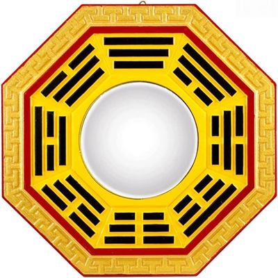 Feng Shui Bagua Mirror,Bagua Mirror Ornament,Chinese Feng Shui Mirror,Door Frame Chinese Style Gossip Convex Mirror Home Feng Shui Peach Wood Mirror Can Bring Good Luck and Wealth (Size : 12cm) (Size