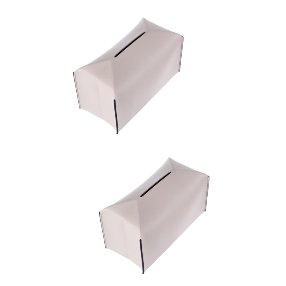 DECHOUS 2pcs Pu Leather Multi-Purpose Tissue Box Holder Stylish Napkin Case for Home Office Car Storage Convenient Design Phone Charging Compartment