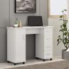Beauty Table Consoles Table with 4 Drawers & 1 Cabinet,Rolling Manicure Table Nail Desk Workstation,Vanity Desk Computer Table Study Writing Desk for Office Living Room (White) (White) view 1