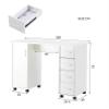 Beauty Table Consoles Table with 4 Drawers & 1 Cabinet,Rolling Manicure Table Nail Desk Workstation,Vanity Desk Computer Table Study Writing Desk for Office Living Room (White) (White) view 2