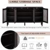 Modern Large Storage Space Sideboard with Artificial Rattan Door and Unobtrusive Doorknob for Dining Room, Kitchen, Living Room (White) (Espresso) view 2
