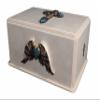 Genuine Handmade Decorative Cremation Urn with Cross and Wings by Renowned Artist Lyle Bernett view 1