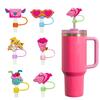 10mm Silicone Straw Covers for Stanley 30&40 Oz Tumbler, Cute Flower Cupid Love Straws Tips Cover, Cute Pink Drinking Straw Topper Accessories Reusable Valentine's Day Stanley Cup Accessories view 1