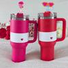 10mm Silicone Straw Covers for Stanley 30&40 Oz Tumbler, Cute Flower Cupid Love Straws Tips Cover, Cute Pink Drinking Straw Topper Accessories Reusable Valentine's Day Stanley Cup Accessories view 2