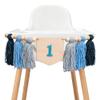 QIANGDAGSI Sea Blue High Chair Banner First Birthday - Blue Tassel Highchair Banner 1st Birthday for Party, Anniversary, Cake Smash view 1