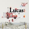 Carton Fire Truck and Helicopter Wall Decals Vinyl Wall Stickers for Kids Boys Girls Bedroom Daycare Classroom Playroom and Kids Room.Names can be Customized view 1