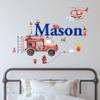 Carton Fire Truck and Helicopter Wall Decals Vinyl Wall Stickers for Kids Boys Girls Bedroom Daycare Classroom Playroom and Kids Room.Names can be Customized view 2