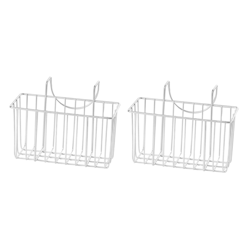 MAGICLULU 2pcs Stainless Steel Sink Organizer Hanging Basket for Kitchen Storage Convenient Drain Rack for Sponges and Items No Installation Required for Home Use