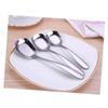 Ciieeo 3pcs Stainless Steel Soup Spoon Flat Dessert Spoons Square Design Mirror Finish Dishwasher Safe view 1