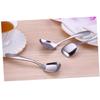 Ciieeo 3pcs Stainless Steel Soup Spoon Flat Dessert Spoons Square Design Mirror Finish Dishwasher Safe view 4