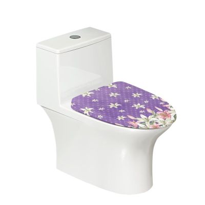Eheartsgir Easter Tulip Purple No Pilling Bathroom Toilet Cover with Elastic Edges Easy to Install Round and Elongated Toilet Cover Lid for Home Restroom Bathroom Easter Decor