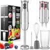 Zulay 4-in-1 Immersion Stick Mixer Hand Blender - 800 Watts, 12 Speeds, 5-ft Power Electric Cord, Handheld Portable, Stainless Steel Blades - With Whisk, Frother & Stick Blender Attachments - Gray view 1