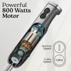 Zulay 4-in-1 Immersion Stick Mixer Hand Blender - 800 Watts, 12 Speeds, 5-ft Power Electric Cord, Handheld Portable, Stainless Steel Blades - With Whisk, Frother & Stick Blender Attachments - Gray view 3