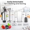 Zulay 4-in-1 Immersion Stick Mixer Hand Blender - 800 Watts, 12 Speeds, 5-ft Power Electric Cord, Handheld Portable, Stainless Steel Blades - With Whisk, Frother & Stick Blender Attachments - Gray view 4