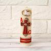 Beautiful Red with Gold Cross Confirmation Unique Paschal Gold-Tone Candle Alpha Omega Cross Sheep Baptism Easter Lent Batuizo Devotional Cirio view 1