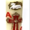 Beautiful Red with Gold Cross Confirmation Unique Paschal Gold-Tone Candle Alpha Omega Cross Sheep Baptism Easter Lent Batuizo Devotional Cirio view 4