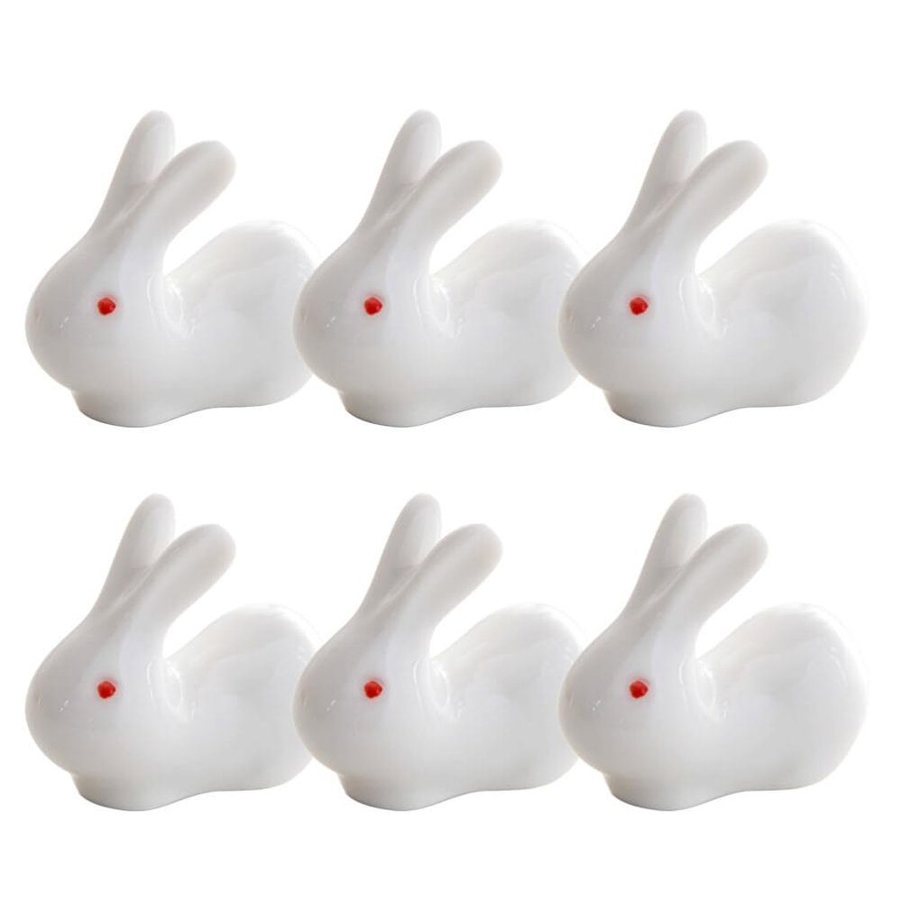 Amosfun 6pcs Cute Ceramic Chopstick Holder for Home Hotel Dining Elegant Tableware Decor Functional Rest for Utensils Easy to Clean White Design