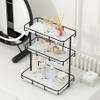 Bathroom Organizer Countertop Perfume Organizer Makeup Organizer Cosmetics Storage Display Rack Vanity Tray Dresser Stainless Steel Gold Shelf White Marble Ceramic Tray view 1
