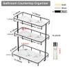 Bathroom Organizer Countertop Perfume Organizer Makeup Organizer Cosmetics Storage Display Rack Vanity Tray Dresser Stainless Steel Gold Shelf White Marble Ceramic Tray view 4