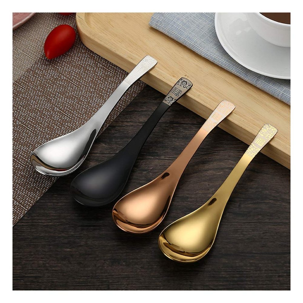 Tablespoons 5.6-inch Stainless Steel Table Spoons Dinner Spoon Thick Design Household Spoon 4 Piecescontains 4 Colors Serving Spoon