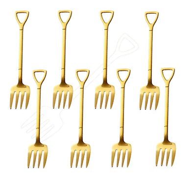 Tablespoons Stainless Steel Dinnerware Set with Swan Base Mini Shovel Shape Coffee Ice Cream Fruit Dessert Spoons Flatware Sets With 5 Forks & 5 Spoons Serving Spoon ( Color : Gold , Size : Fork*10