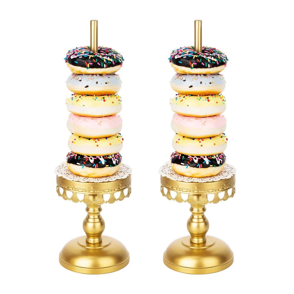 Capesaro Donut Stand Holder,Gold Metal Bagel Stand,Display Stacker Tower for Dessert Table, Doughnut Holder for Birthday, Wedding, Baby Shower, Bridal Shower Party,Pack of 2