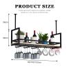 Yopappol Floating Shelves Wall Mounted, Ceiling Kitchen Bar Storage Rack with Upside Down Wine Glass Holder, Hanging Shelving for Bar Cafe Kitchen, Plant/Flower Pot Display Stand (Size : 100x30x60cm) view 2