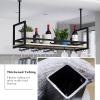 Yopappol Floating Shelves Wall Mounted, Ceiling Kitchen Bar Storage Rack with Upside Down Wine Glass Holder, Hanging Shelving for Bar Cafe Kitchen, Plant/Flower Pot Display Stand (Size : 100x30x60cm) view 3