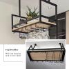 Yopappol Floating Shelves Wall Mounted, Ceiling Kitchen Bar Storage Rack with Upside Down Wine Glass Holder, Hanging Shelving for Bar Cafe Kitchen, Plant/Flower Pot Display Stand (Size : 100x30x60cm) view 4
