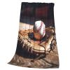 Baseball and Glove Print Ultra-Soft Micro Fleece Blanket Ultra-Soft Micro Light Weight Warm Bed Throw Blanket view 3